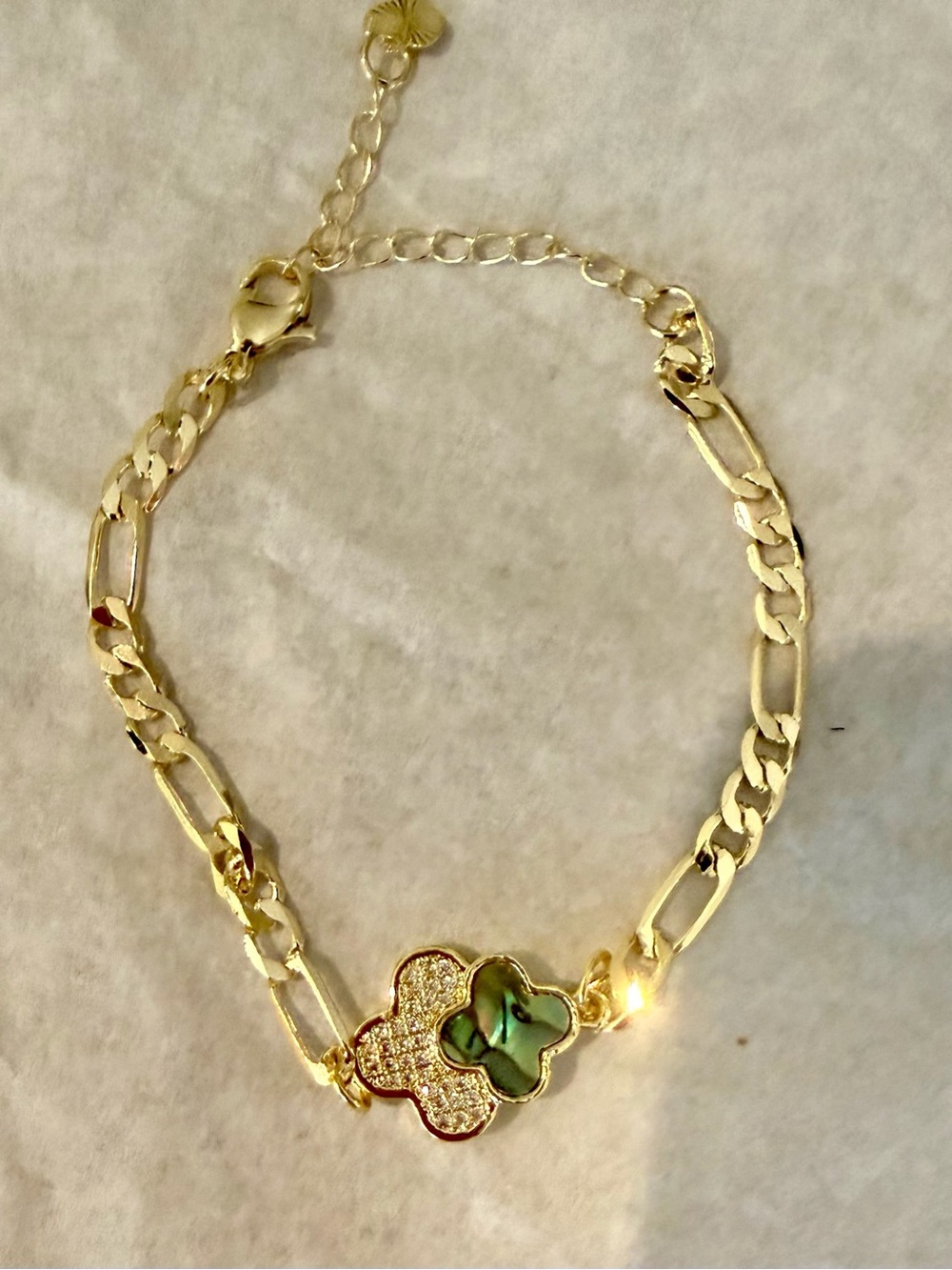 Gold-Tone Iridescent Flower Charm Bracelet